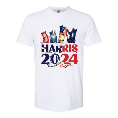 Funny Cat Design Kamala Harris 2024 Childless Cat Lady Softstyle CVC T-Shirt