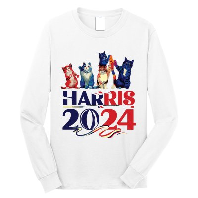 Funny Cat Design Kamala Harris 2024 Childless Cat Lady Long Sleeve Shirt