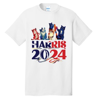 Funny Cat Design Kamala Harris 2024 Childless Cat Lady Tall T-Shirt