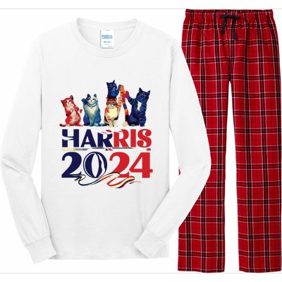 Funny Cat Design Kamala Harris 2024 Childless Cat Lady Long Sleeve Pajama Set