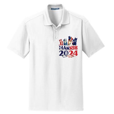 Funny Cat Design Kamala Harris 2024 Childless Cat Lady Dry Zone Grid Polo