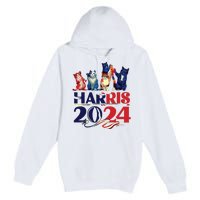 Funny Cat Design Kamala Harris 2024 Childless Cat Lady Premium Pullover Hoodie