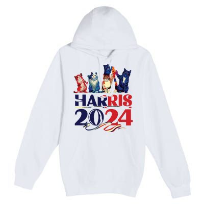 Funny Cat Design Kamala Harris 2024 Childless Cat Lady Premium Pullover Hoodie