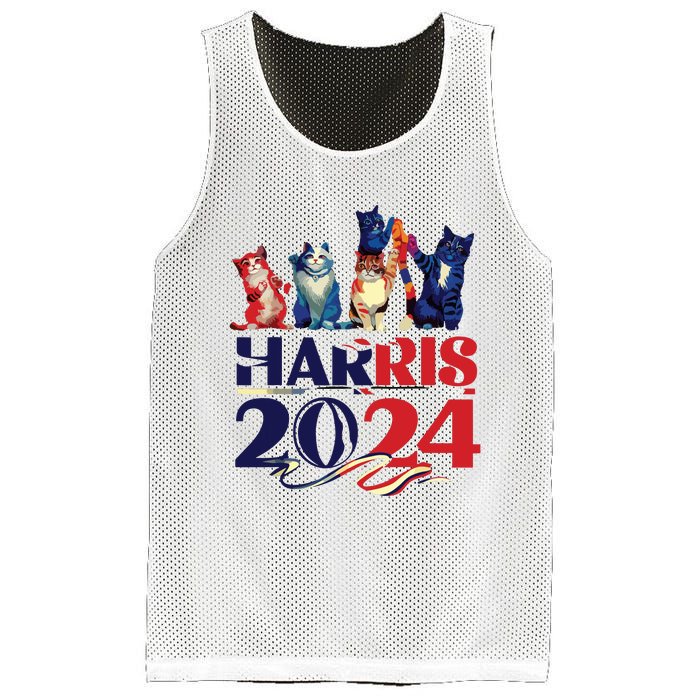 Funny Cat Design Kamala Harris 2024 Childless Cat Lady Mesh Reversible Basketball Jersey Tank