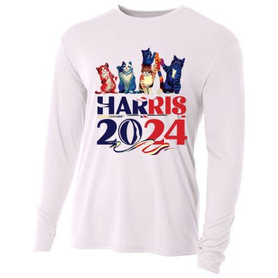 Funny Cat Design Kamala Harris 2024 Childless Cat Lady Cooling Performance Long Sleeve Crew