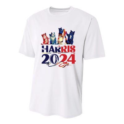 Funny Cat Design Kamala Harris 2024 Childless Cat Lady Youth Performance Sprint T-Shirt