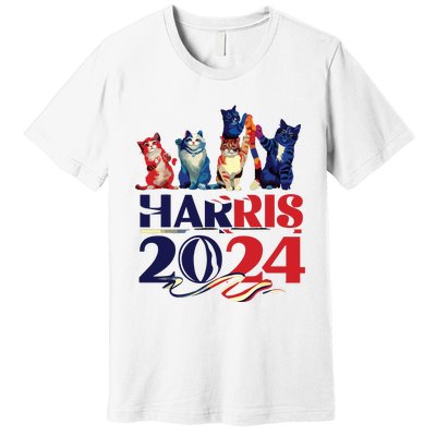 Funny Cat Design Kamala Harris 2024 Childless Cat Lady Premium T-Shirt