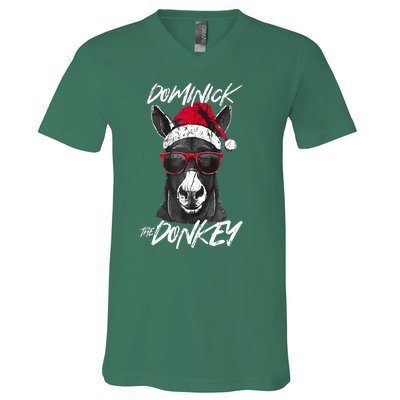 Funny Christmas Dominick The Donkey Santa Hat Xmas Gift V-Neck T-Shirt