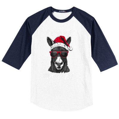 Funny Christmas Dominick The Donkey Santa Hat Xmas Gift Baseball Sleeve Shirt