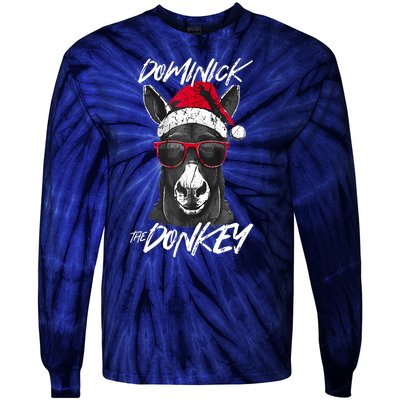 Funny Christmas Dominick The Donkey Santa Hat Xmas Gift Tie-Dye Long Sleeve Shirt