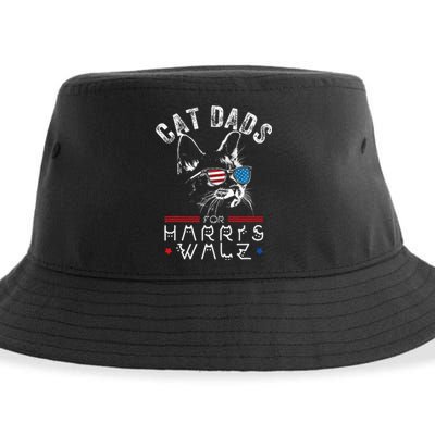 Funny Cat Dads For Harris Waltz 2024 Usa Flag Sustainable Bucket Hat