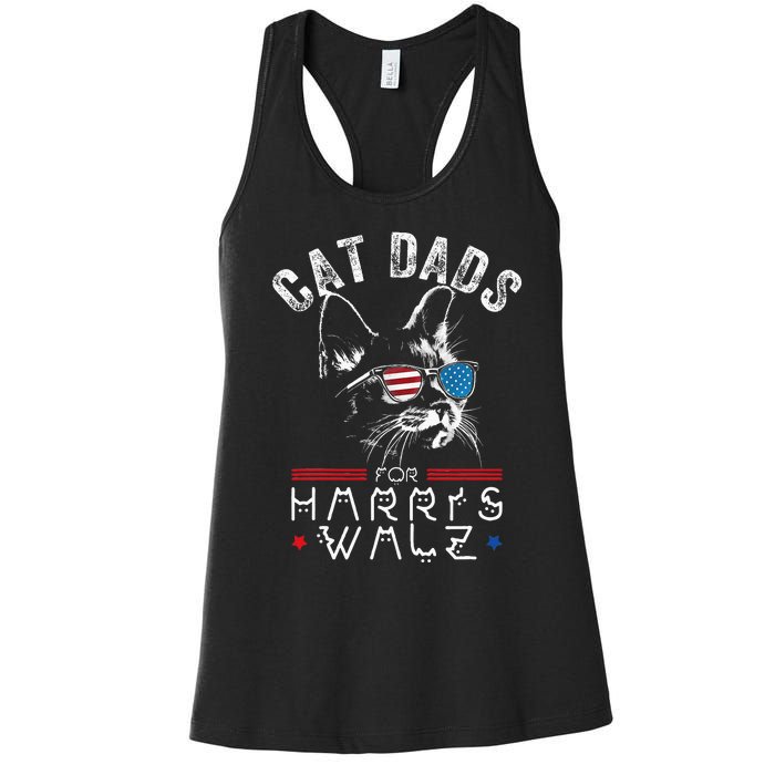 Funny Cat Dads For Harris Waltz 2024 Usa Flag Women's Racerback Tank