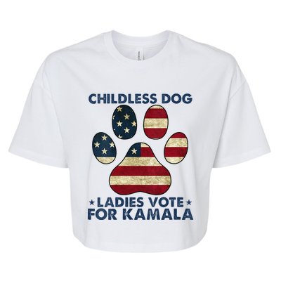 Funny Childless Dog Ladies Vote For Kamala Usa Flag Bella+Canvas Jersey Crop Tee