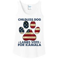 Funny Childless Dog Ladies Vote For Kamala Usa Flag Ladies Essential Tank