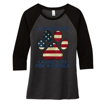 Funny Childless Dog Ladies Vote For Kamala Usa Flag Women's Tri-Blend 3/4-Sleeve Raglan Shirt