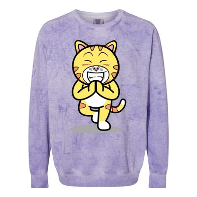 Funny Cat Doing Yoga Gift Cute Kitten Fitness Animal Gift Colorblast Crewneck Sweatshirt