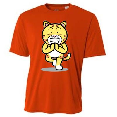 Funny Cat Doing Yoga Gift Cute Kitten Fitness Animal Gift Cooling Performance Crew T-Shirt