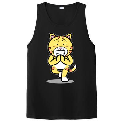 Funny Cat Doing Yoga Gift Cute Kitten Fitness Animal Gift PosiCharge Competitor Tank