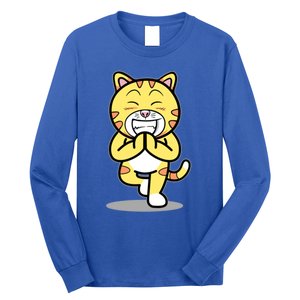 Funny Cat Doing Yoga Gift Cute Kitten Fitness Animal Gift Long Sleeve Shirt