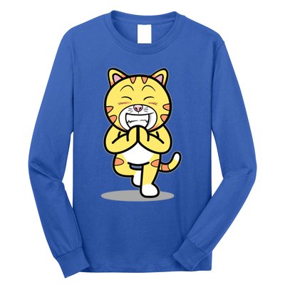 Funny Cat Doing Yoga Gift Cute Kitten Fitness Animal Gift Long Sleeve Shirt