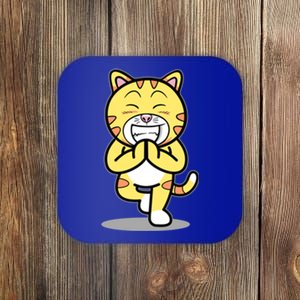 Funny Cat Doing Yoga Gift Cute Kitten Fitness Animal Gift Coaster