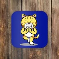 Funny Cat Doing Yoga Gift Cute Kitten Fitness Animal Gift Coaster