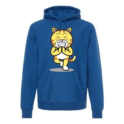 Funny Cat Doing Yoga Gift Cute Kitten Fitness Animal Gift Premium Hoodie