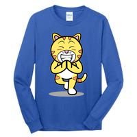 Funny Cat Doing Yoga Gift Cute Kitten Fitness Animal Gift Tall Long Sleeve T-Shirt