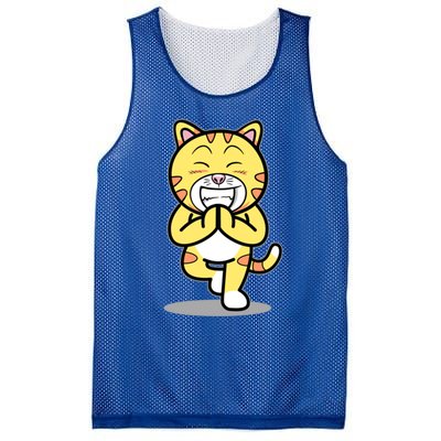 Funny Cat Doing Yoga Gift Cute Kitten Fitness Animal Gift Mesh Reversible Basketball Jersey Tank