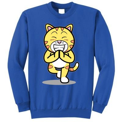 Funny Cat Doing Yoga Gift Cute Kitten Fitness Animal Gift Tall Sweatshirt