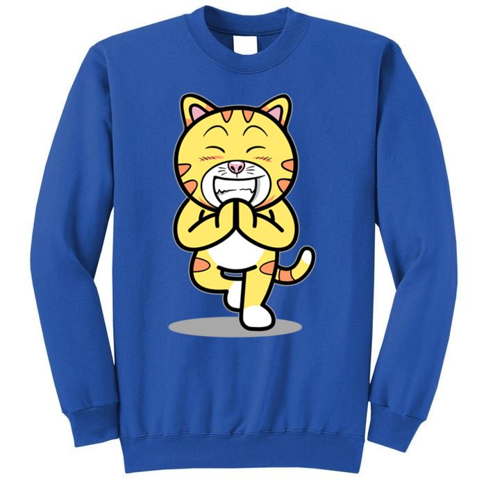 Funny Cat Doing Yoga Gift Cute Kitten Fitness Animal Gift Tall Sweatshirt