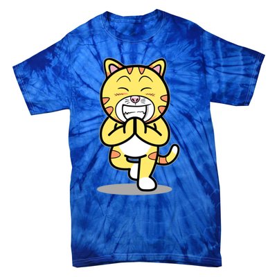 Funny Cat Doing Yoga Gift Cute Kitten Fitness Animal Gift Tie-Dye T-Shirt