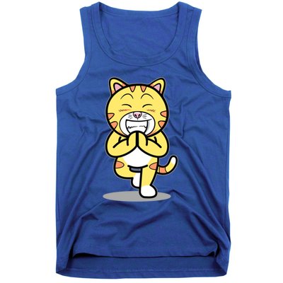 Funny Cat Doing Yoga Gift Cute Kitten Fitness Animal Gift Tank Top