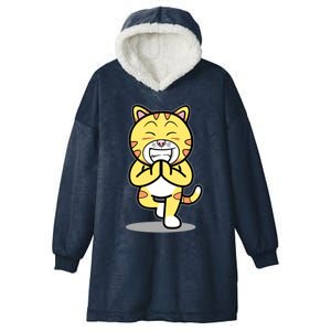 Funny Cat Doing Yoga Gift Cute Kitten Fitness Animal Gift Hooded Wearable Blanket