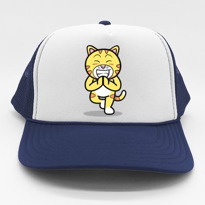 Funny Cat Doing Yoga Gift Cute Kitten Fitness Animal Gift Trucker Hat