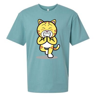 Funny Cat Doing Yoga Gift Cute Kitten Fitness Animal Gift Sueded Cloud Jersey T-Shirt