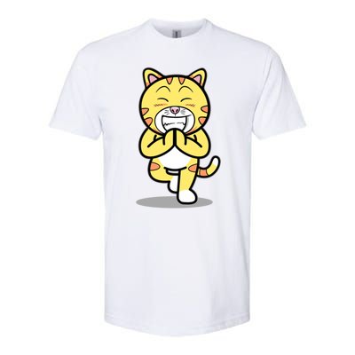 Funny Cat Doing Yoga Gift Cute Kitten Fitness Animal Gift Softstyle CVC T-Shirt