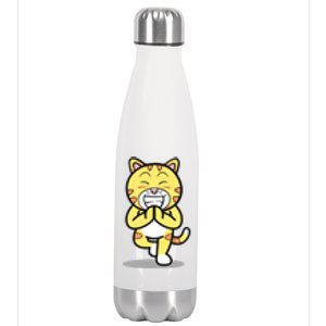 Funny Cat Doing Yoga Gift Cute Kitten Fitness Animal Gift Stainless Steel Insulated Water Bottle