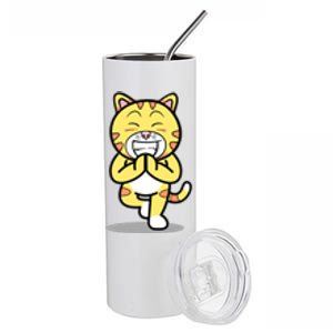 Funny Cat Doing Yoga Gift Cute Kitten Fitness Animal Gift Stainless Steel Tumbler