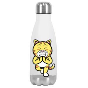 Funny Cat Doing Yoga Gift Cute Kitten Fitness Animal Gift Stainless Steel Insulated Water Bottle