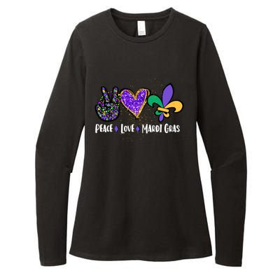 Funny Carnival Design For Hippies Peace Love Mardi Gras Gift Womens CVC Long Sleeve Shirt