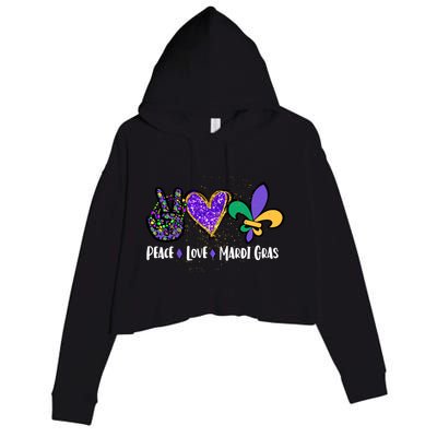 Funny Carnival Design For Hippies Peace Love Mardi Gras Gift Crop Fleece Hoodie