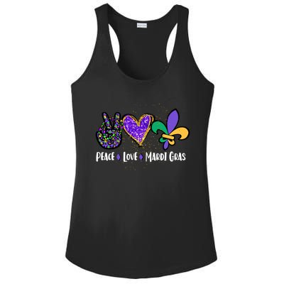 Funny Carnival Design For Hippies Peace Love Mardi Gras Gift Ladies PosiCharge Competitor Racerback Tank