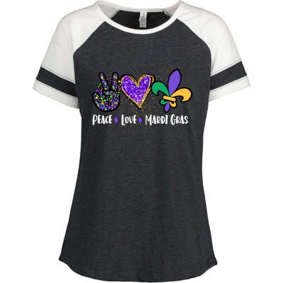 Funny Carnival Design For Hippies Peace Love Mardi Gras Gift Enza Ladies Jersey Colorblock Tee