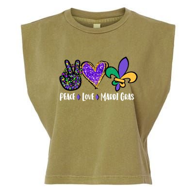 Funny Carnival Design For Hippies Peace Love Mardi Gras Gift Garment-Dyed Women's Muscle Tee