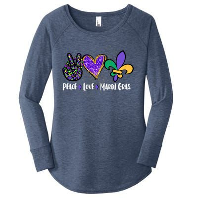 Funny Carnival Design For Hippies Peace Love Mardi Gras Gift Women's Perfect Tri Tunic Long Sleeve Shirt