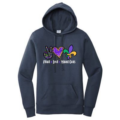 Funny Carnival Design For Hippies Peace Love Mardi Gras Gift Women's Pullover Hoodie