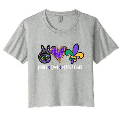 Funny Carnival Design For Hippies Peace Love Mardi Gras Gift Women's Crop Top Tee