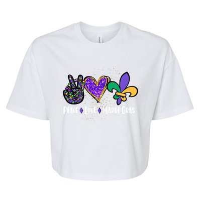 Funny Carnival Design For Hippies Peace Love Mardi Gras Gift Bella+Canvas Jersey Crop Tee