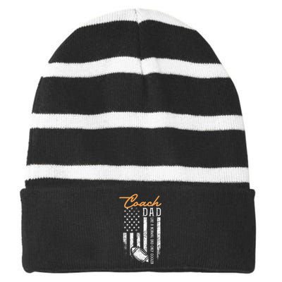 Football Coach Dad Like A Normal Dad Only Cooler USA Flag Striped Beanie with Solid Band